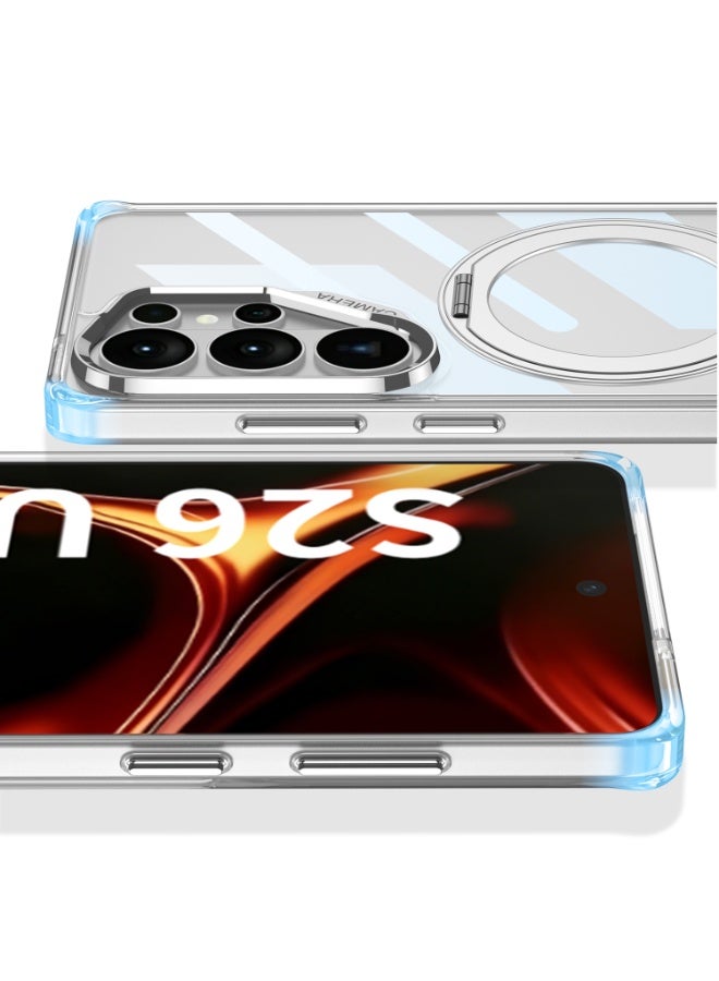 GKK Magnetic Transparent protection cover with Rotating Kickstand for Samsung Galaxy S26 Ultra (2026) Hard PC and TPU Compatible with Magsafe Wireless Charger and non-slip edges, anti-yellowing, Slim and Shockproof - Clear - Image 5